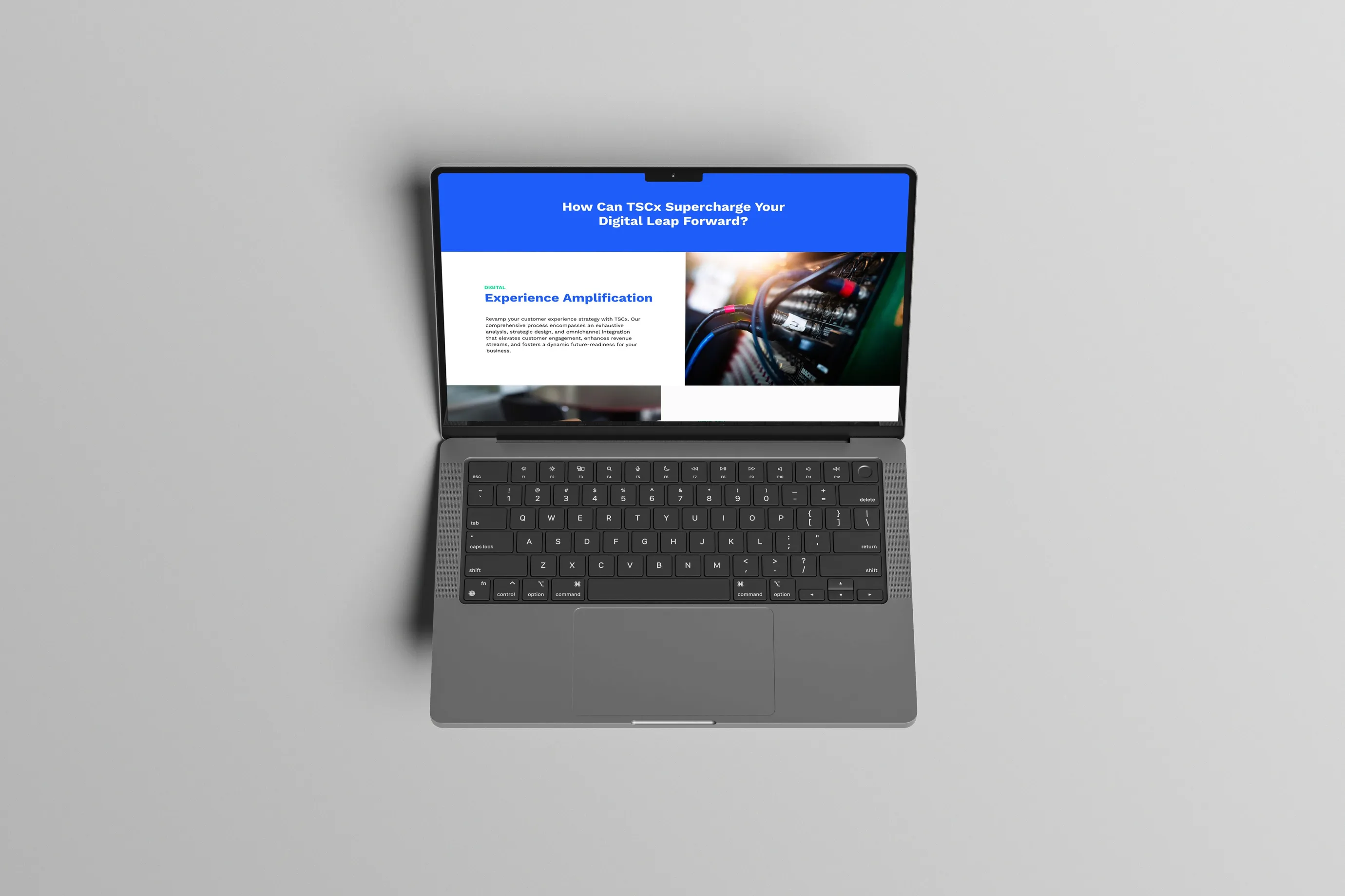 TSCx experience amplification page on a laptop